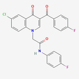 molecular formula C24H15ClF2N2O3 B2353859 2-[6-chloro-3-(4-fluorobenzoyl)-4-oxoquinolin-1(4H)-yl]-N-(4-fluorophenyl)acetamide CAS No. 895639-28-8