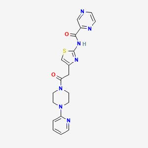 molecular formula C19H19N7O2S B2353863 N-(4-(2-oxo-2-(4-(pyridin-2-yl)piperazin-1-yl)ethyl)thiazol-2-yl)pyrazine-2-carboxamide CAS No. 1210792-16-7