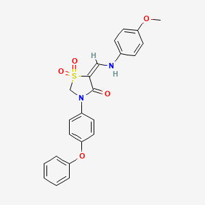 molecular formula C23H20N2O5S B2353867 5-[(4-甲氧基苯胺)亚甲基]-3-(4-苯氧基苯基)-1λ~6~,3-噻唑烷-1,1,4-三酮 CAS No. 338779-64-9