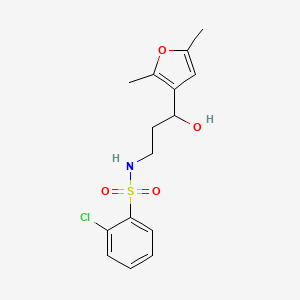 molecular formula C15H18ClNO4S B2353868 2-chloro-N-(3-(2,5-dimethylfuran-3-yl)-3-hydroxypropyl)benzenesulfonamide CAS No. 1448121-85-4