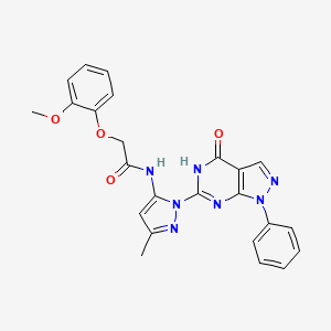 molecular formula C24H21N7O4 B2353872 2-(2-methoxyphenoxy)-N-(3-methyl-1-(4-oxo-1-phenyl-4,5-dihydro-1H-pyrazolo[3,4-d]pyrimidin-6-yl)-1H-pyrazol-5-yl)acetamide CAS No. 1019097-64-3