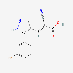 molecular formula C13H8BrN3O2 B2353888 3-[3-(3-bromophenyl)-1H-pyrazol-4-yl]-2-cyanoprop-2-enoic acid CAS No. 926240-84-8