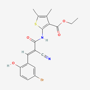 molecular formula C19H17BrN2O4S B2353889 ethyl 2-[[(E)-3-(5-bromo-2-hydroxyphenyl)-2-cyanoprop-2-enoyl]amino]-4,5-dimethylthiophene-3-carboxylate CAS No. 380423-81-4