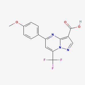 molecular formula C15H10F3N3O3 B2353892 5-(4-Methoxyphenyl)-7-(trifluoromethyl)pyrazolo[1,5-a]pyrimidine-3-carboxylic acid CAS No. 333761-72-1