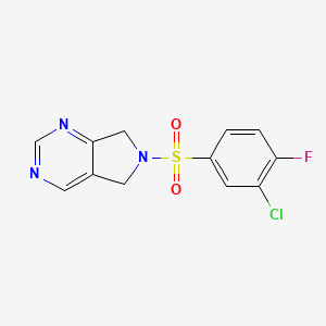 molecular formula C12H9ClFN3O2S B2353894 6-((3-chloro-4-fluorophenyl)sulfonyl)-6,7-dihydro-5H-pyrrolo[3,4-d]pyrimidine CAS No. 1448132-92-0