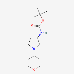 molecular formula C14H26N2O3 B2353914 (S)-tert-Butyl 1-(tetrahydro-2H-pyran-4-yl)pyrrolidin-3-ylcarbamate CAS No. 877661-68-2