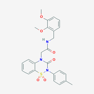 molecular formula C25H25N3O6S B2353922 N-(2,3-dimethoxybenzyl)-2-(1,1-dioxido-3-oxo-2-(p-tolyl)-2H-benzo[e][1,2,4]thiadiazin-4(3H)-yl)acetamide CAS No. 941899-66-7