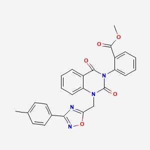 molecular formula C26H20N4O5 B2353926 methyl 2-[1-{[3-(4-methylphenyl)-1,2,4-oxadiazol-5-yl]methyl}-2,4-dioxo-1,4-dihydroquinazolin-3(2H)-yl]benzoate CAS No. 1207002-78-5