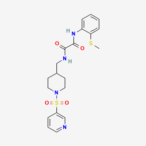 molecular formula C20H24N4O4S2 B2353941 N1-(2-(甲硫基)苯基)-N2-((1-(吡啶-3-磺酰基)哌啶-4-基)甲基)草酰胺 CAS No. 1448033-55-3