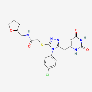 molecular formula C20H21ClN6O4S B2353952 2-[[4-(4-chlorophenyl)-5-[(2,4-dioxo-1H-pyrimidin-6-yl)methyl]-1,2,4-triazol-3-yl]sulfanyl]-N-(oxolan-2-ylmethyl)acetamide CAS No. 852154-90-6