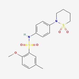molecular formula C18H22N2O5S2 B2353954 N-[4-(1,1-二氧噻嗪-2-基)苯基]-2-甲氧基-5-甲基苯磺酰胺 CAS No. 941940-48-3