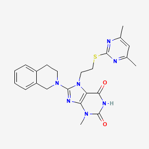 molecular formula C23H25N7O2S B2353969 7-{2-[(4,6-dimethylpyrimidin-2-yl)sulfanyl]ethyl}-3-methyl-8-(1,2,3,4-tetrahydroisoquinolin-2-yl)-2,3,6,7-tetrahydro-1H-purine-2,6-dione CAS No. 872623-47-7