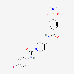 molecular formula C22H27FN4O4S B2353971 4-((4-(N,N-dimethylsulfamoyl)benzamido)methyl)-N-(4-fluorophenyl)piperidine-1-carboxamide CAS No. 1234839-22-5