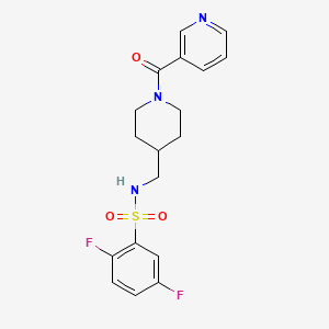 molecular formula C18H19F2N3O3S B2353994 2,5-difluoro-N-((1-nicotinoylpiperidin-4-yl)methyl)benzenesulfonamide CAS No. 1396846-91-5