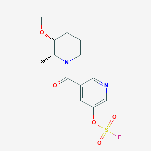 molecular formula C13H17FN2O5S B2353996 3-Fluorosulfonyloxy-5-[(2R,3R)-3-methoxy-2-methylpiperidine-1-carbonyl]pyridine CAS No. 2418597-15-4