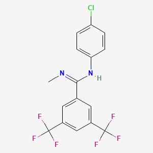 molecular formula C16H11ClF6N2 B2354004 N-(4-chlorophenyl)-N'-methyl-3,5-bis(trifluoromethyl)benzenecarboximidamide CAS No. 400075-31-2
