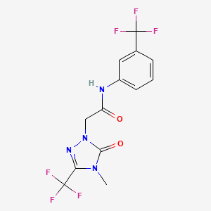 molecular formula C13H10F6N4O2 B2354022 2-(4-methyl-5-oxo-3-(trifluoromethyl)-4,5-dihydro-1H-1,2,4-triazol-1-yl)-N-(3-(trifluoromethyl)phenyl)acetamide CAS No. 1421463-63-9
