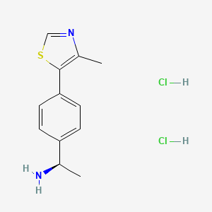 molecular formula C12H16Cl2N2S B2354023 (1R)-1-[4-(4-Methyl-1,3-thiazol-5-yl)phenyl]ethanamine;dihydrochloride CAS No. 2418594-42-8