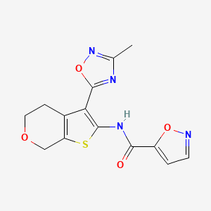 molecular formula C14H12N4O4S B2354034 N-(3-(3-methyl-1,2,4-oxadiazol-5-yl)-5,7-dihydro-4H-thieno[2,3-c]pyran-2-yl)isoxazole-5-carboxamide CAS No. 2034336-62-2