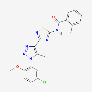 molecular formula C20H17ClN6O2S B2354038 N-{3-[1-(5-chloro-2-methoxyphenyl)-5-methyl-1H-1,2,3-triazol-4-yl]-1,2,4-thiadiazol-5-yl}-2-methylbenzamide CAS No. 932300-21-5
