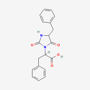 molecular formula C19H18N2O4 B2354053 2-(4-Benzyl-2,5-dioxoimidazolidin-1-yl)-3-phenylpropanoic acid CAS No. 13589-09-8