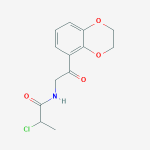 molecular formula C13H14ClNO4 B2354062 2-Chloro-N-[2-(2,3-dihydro-1,4-benzodioxin-5-yl)-2-oxoethyl]propanamide CAS No. 2411223-70-4