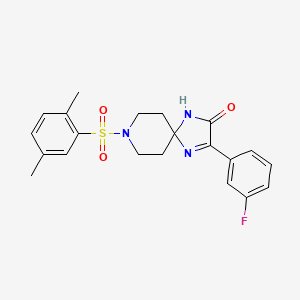 molecular formula C21H22FN3O3S B2354074 8-((2,5-Dimethylphenyl)sulfonyl)-3-(3-fluorophenyl)-1,4,8-triazaspiro[4.5]dec-3-en-2-one CAS No. 1217045-44-7
