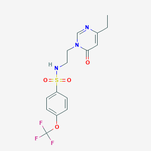 molecular formula C15H16F3N3O4S B2354076 N-(2-(4-ethyl-6-oxopyrimidin-1(6H)-yl)ethyl)-4-(trifluoromethoxy)benzenesulfonamide CAS No. 1396844-72-6