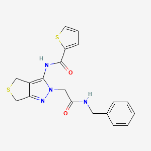 molecular formula C19H18N4O2S2 B2354080 N-(2-(2-(benzylamino)-2-oxoethyl)-4,6-dihydro-2H-thieno[3,4-c]pyrazol-3-yl)thiophene-2-carboxamide CAS No. 1105248-95-0