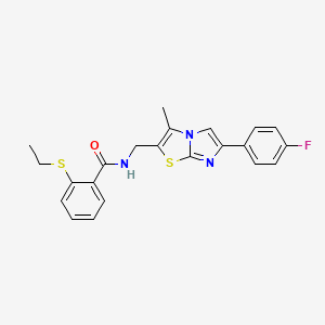molecular formula C22H20FN3OS2 B2354092 2-(ethylthio)-N-((6-(4-fluorophenyl)-3-methylimidazo[2,1-b]thiazol-2-yl)methyl)benzamide CAS No. 1421489-60-2