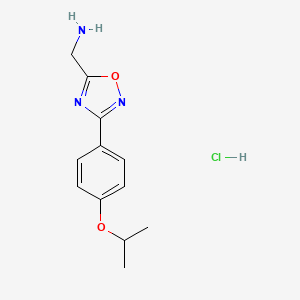 molecular formula C12H16ClN3O2 B2354093 (3-(4-Isopropoxyphenyl)-1,2,4-oxadiazol-5-yl)methanamine hydrochloride CAS No. 1245569-16-7
