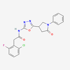 molecular formula C20H16ClFN4O3 B2354100 2-(2-chloro-6-fluorophenyl)-N-(5-(5-oxo-1-phenylpyrrolidin-3-yl)-1,3,4-oxadiazol-2-yl)acetamide CAS No. 1334371-38-8