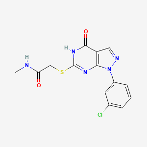 molecular formula C14H12ClN5O2S B2354103 2-((1-(3-chlorophenyl)-4-hydroxy-1H-pyrazolo[3,4-d]pyrimidin-6-yl)thio)-N-methylacetamide CAS No. 922023-63-0