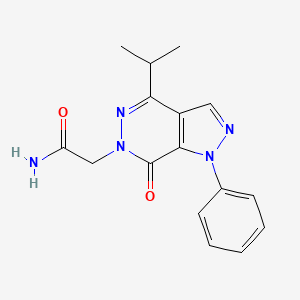 molecular formula C16H17N5O2 B2354109 2-(4-异丙基-7-氧代-1-苯基-1H-吡唑并[3,4-d]嘧啶-6(7H)-基)乙酰胺 CAS No. 955839-32-4