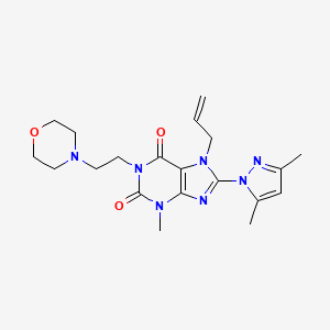 molecular formula C20H27N7O3 B2354138 8-(3,5-二甲基-1H-吡唑-1-基)-3-甲基-1-[2-(吗啉-4-基)乙基]-7-(丙-2-烯-1-基)-2,3,6,7-四氢-1H-嘌呤-2,6-二酮 CAS No. 1014051-20-7