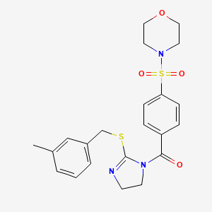 molecular formula C22H25N3O4S2 B2354142 (2-((3-甲基苄基)硫代)-4,5-二氢-1H-咪唑-1-基)(4-(吗啉磺酰基)苯基)甲苯酮 CAS No. 851803-74-2