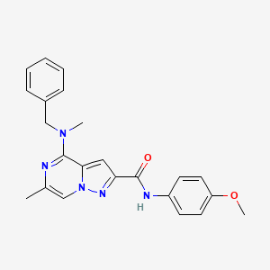 molecular formula C23H23N5O2 B2354151 4-[benzyl(methyl)amino]-N-(4-methoxyphenyl)-6-methylpyrazolo[1,5-a]pyrazine-2-carboxamide CAS No. 1775514-11-8