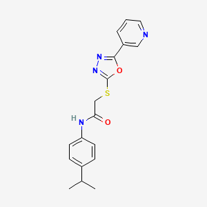 molecular formula C18H18N4O2S B2354171 N-(4-isopropylphenyl)-2-((5-(pyridin-3-yl)-1,3,4-oxadiazol-2-yl)thio)acetamide CAS No. 905502-29-6