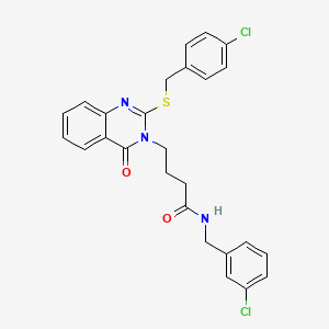 molecular formula C26H23Cl2N3O2S B2354174 N-(3-chlorobenzyl)-4-(2-((4-chlorobenzyl)thio)-4-oxoquinazolin-3(4H)-yl)butanamide CAS No. 422282-28-8