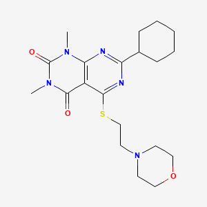 molecular formula C20H29N5O3S B2354176 7-Cyclohexyl-1,3-dimethyl-5-(2-morpholin-4-ylethylsulfanyl)pyrimido[4,5-d]pyrimidine-2,4-dione CAS No. 872621-58-4