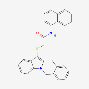 molecular formula C28H24N2OS B2354178 2-((1-(2-methylbenzyl)-1H-indol-3-yl)thio)-N-(naphthalen-1-yl)acetamide CAS No. 851412-52-7