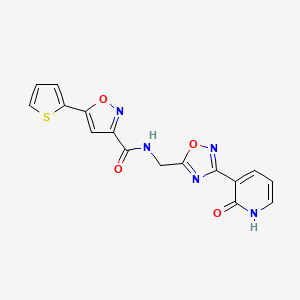 B2354186 N-((3-(2-oxo-1,2-dihydropyridin-3-yl)-1,2,4-oxadiazol-5-yl)methyl)-5-(thiophen-2-yl)isoxazole-3-carboxamide CAS No. 2034319-47-4