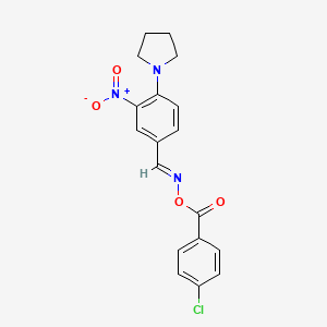 molecular formula C18H16ClN3O4 B2354198 (E)-{[3-硝基-4-(吡咯烷-1-基)苯基]亚甲基}氨基 4-氯苯甲酸酯 CAS No. 329929-02-4