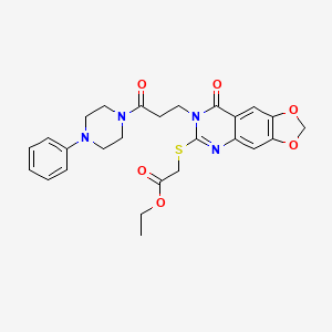 B2354205 Ethyl ({8-oxo-7-[3-oxo-3-(4-phenylpiperazin-1-yl)propyl]-7,8-dihydro[1,3]dioxolo[4,5-g]quinazolin-6-yl}thio)acetate CAS No. 896706-07-3