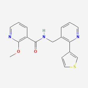 molecular formula C17H15N3O2S B2354227 2-methoxy-N-((2-(thiophen-3-yl)pyridin-3-yl)methyl)nicotinamide CAS No. 2034595-09-8