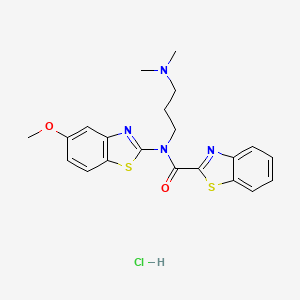 molecular formula C21H23ClN4O2S2 B2354231 N-(3-(dimethylamino)propyl)-N-(5-methoxybenzo[d]thiazol-2-yl)benzo[d]thiazole-2-carboxamide hydrochloride CAS No. 1052546-99-2