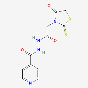 molecular formula C11H10N4O3S2 B2354233 N'-(2-(4-oxo-2-thioxothiazolidin-3-yl)acetyl)isonicotinohydrazide CAS No. 39137-16-1