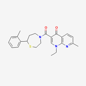 molecular formula C24H27N3O2S B2354251 1-ethyl-7-methyl-3-(7-(o-tolyl)-1,4-thiazepane-4-carbonyl)-1,8-naphthyridin-4(1H)-one CAS No. 1706221-18-2