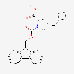 molecular formula C25H27NO4 B2354255 (2S,4S)-4-(Cyclobutylmethyl)-1-(9H-fluoren-9-ylmethoxycarbonyl)pyrrolidine-2-carboxylic acid CAS No. 2343963-68-6