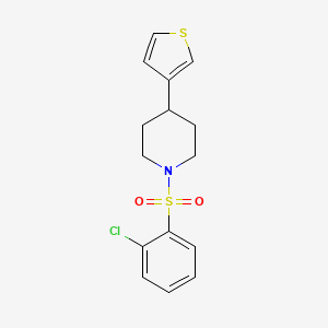 molecular formula C15H16ClNO2S2 B2354258 1-((2-Chlorophenyl)sulfonyl)-4-(thiophen-3-yl)piperidine CAS No. 1396749-63-5